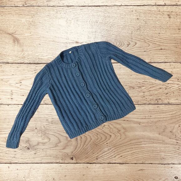 Vintage knit child’s cardigan blue sweater - Picture 4 of 5